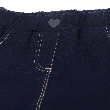 Girls Blue Embroidered Trousers