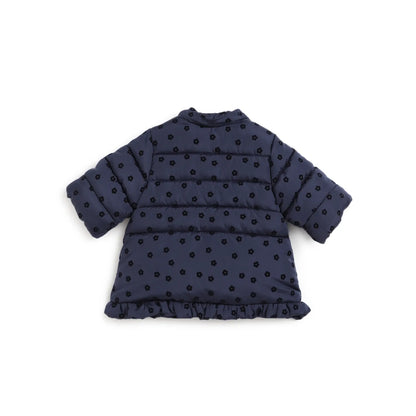 Girls Blue Floral Printed Padded Jacket