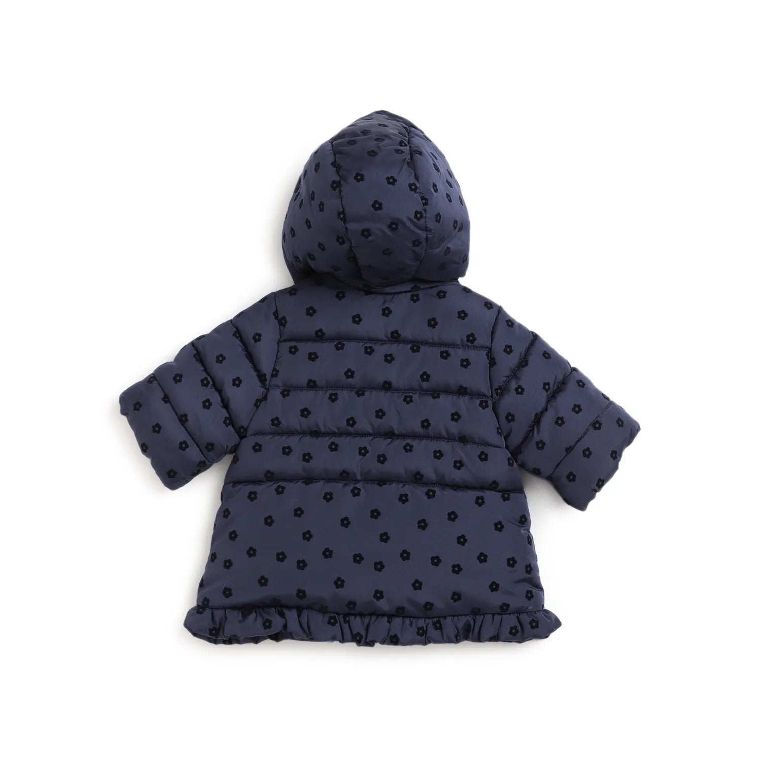 Girls Blue Floral Printed Padded Jacket