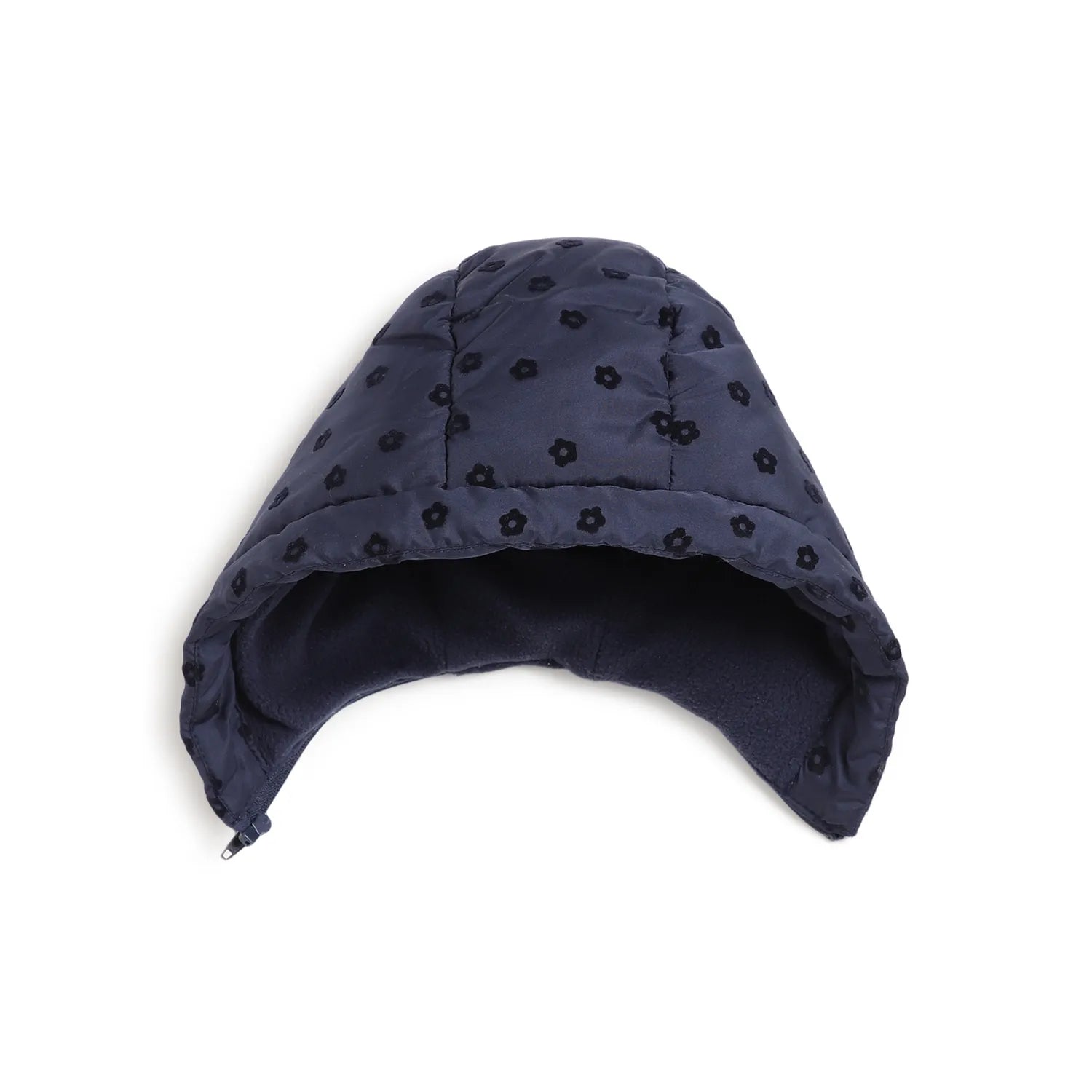 Girls Blue Floral Printed Padded Jacket