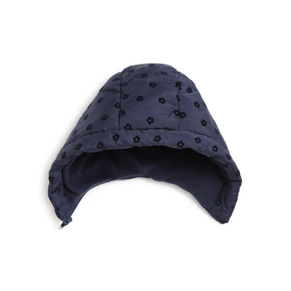 Girls Blue Floral Printed Padded Jacket