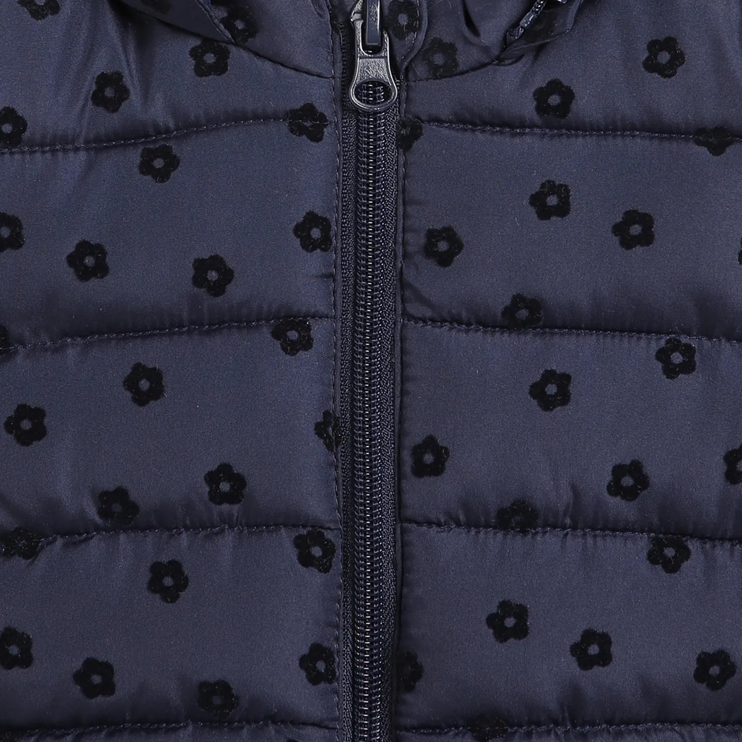 Girls Blue Floral Printed Padded Jacket