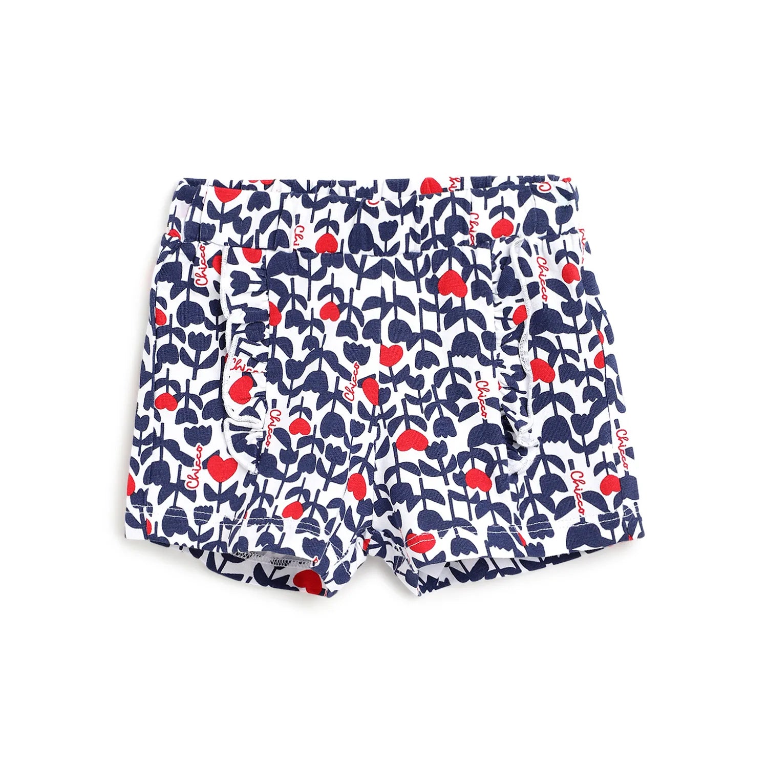 Girls Blue Floral Printed Shorts