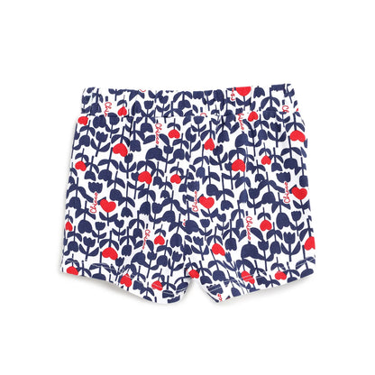 Girls Blue Floral Printed Shorts