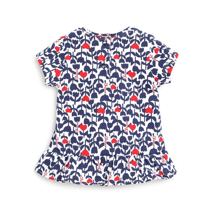 Girls Blue Floral Printed Top