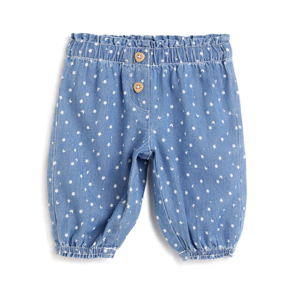 Girls Blue Printed Joggers