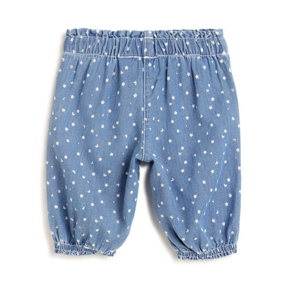 Girls Blue Printed Joggers