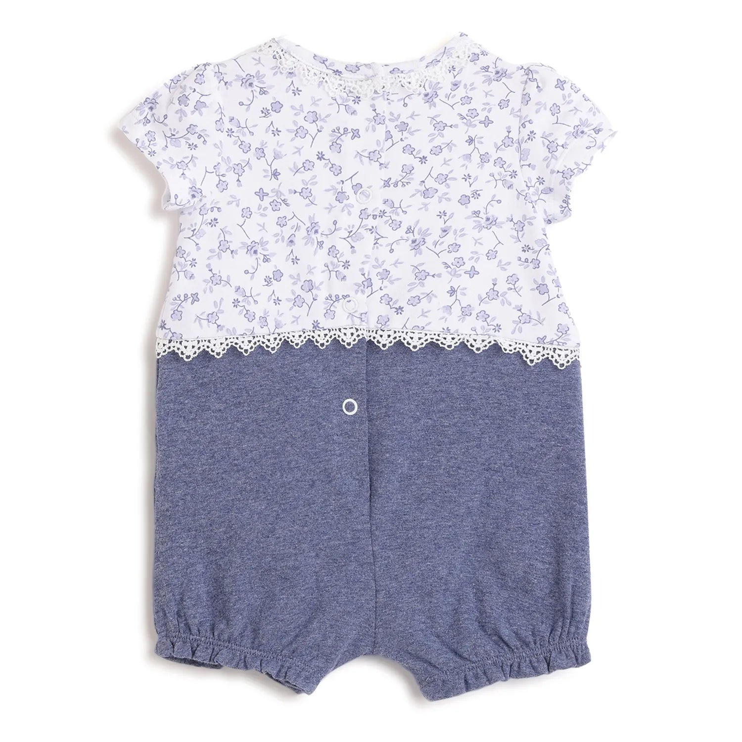 Girls Blue Printed Short Sleeve Romper