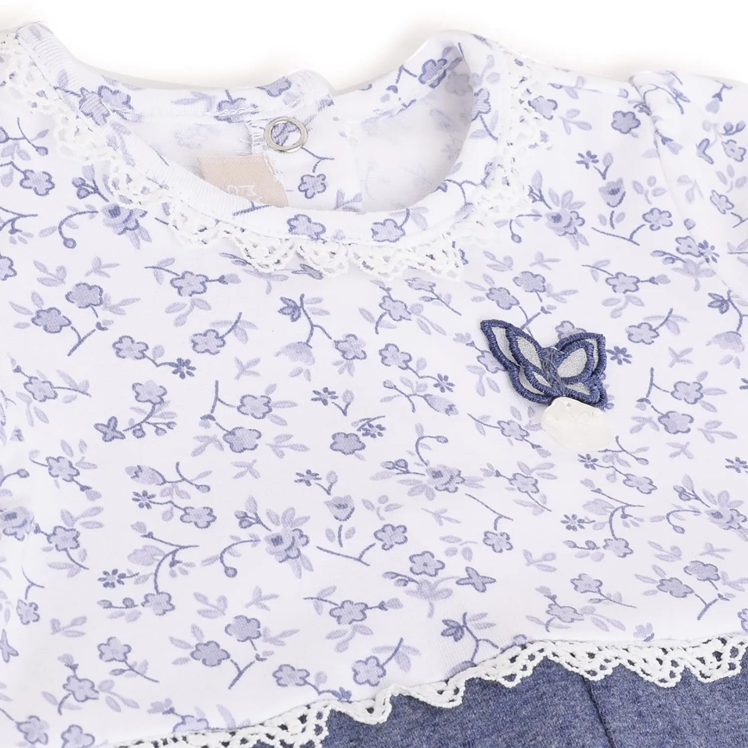 Girls Blue Printed Short Sleeve Romper