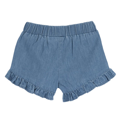 Girls Blue Self Design Shorts