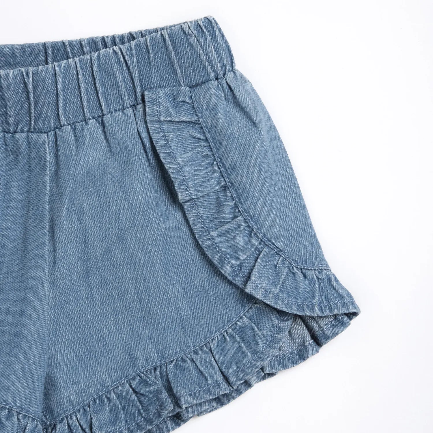 Girls Blue Self Design Shorts