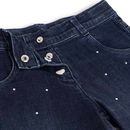 Girls Blue Solid Jeans