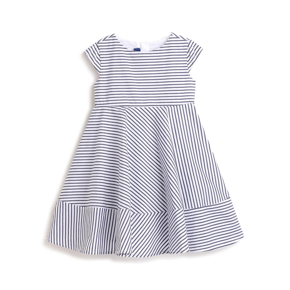 Girls Blue Striped A-Line Dress