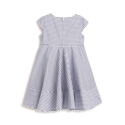 Girls Blue Striped A-Line Dress