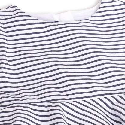 Girls Blue Striped A-Line Dress