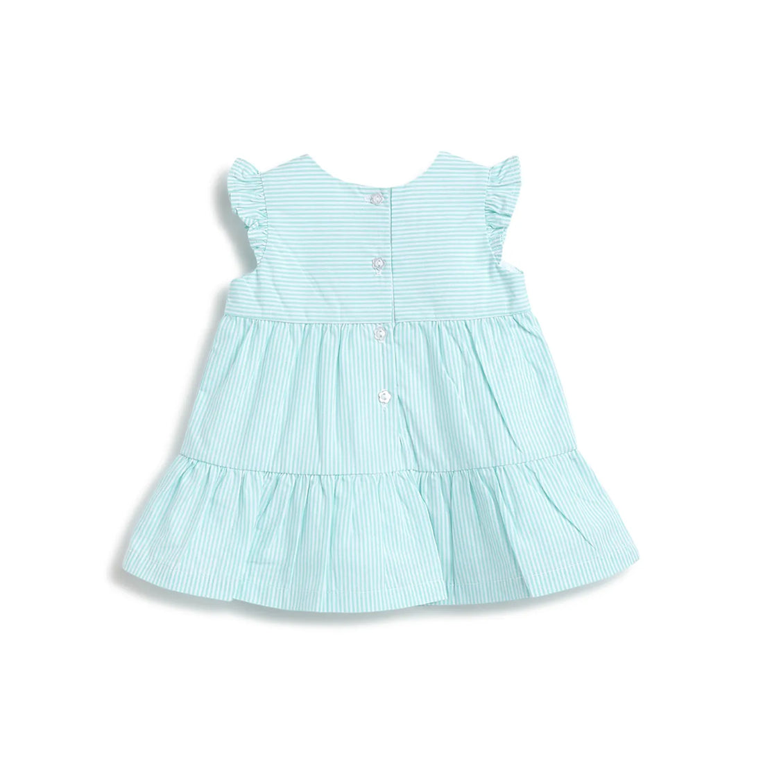 Girls Blue Striped Fit &amp; Flare Dress