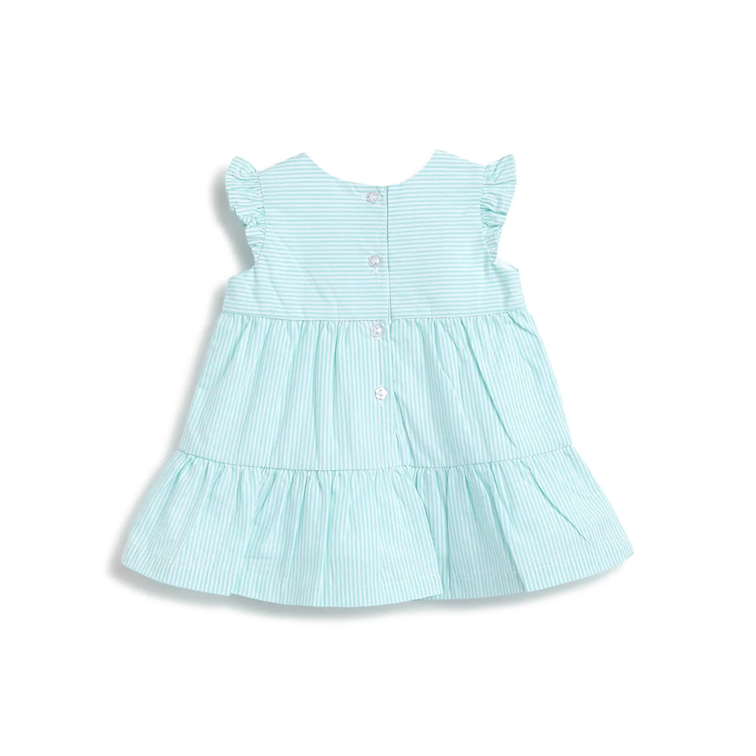 Girls Blue Striped Fit &amp; Flare Dress