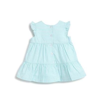 Girls Blue Striped Fit &amp; Flare Dress
