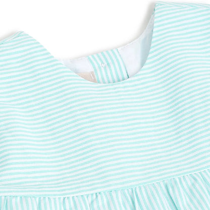 Girls Blue Striped Fit &amp; Flare Dress
