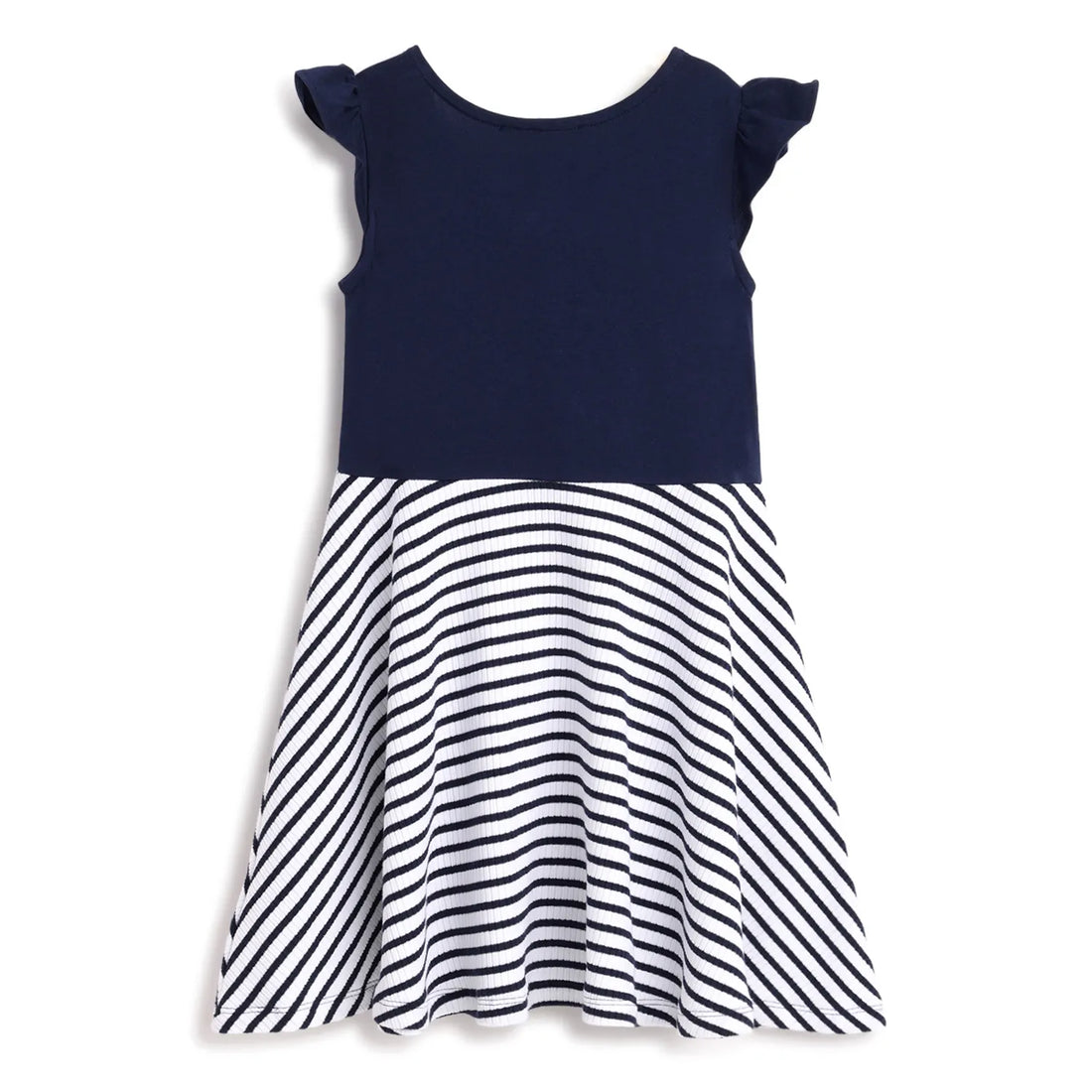 Girls Blue Striped Fit &amp; Flare Dress