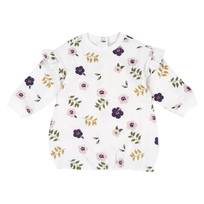 Girls Bronze Printed Long Sleeve Dress