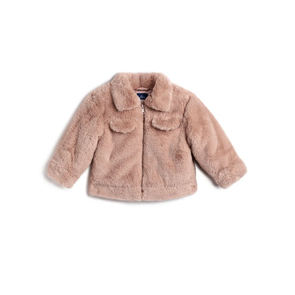 Girls Brown Self Design Jacket