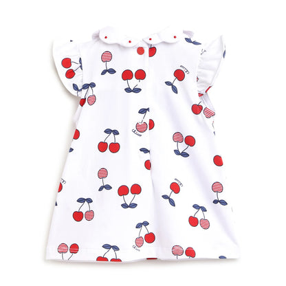 Girls Cherry Printed Dress with Shorts
