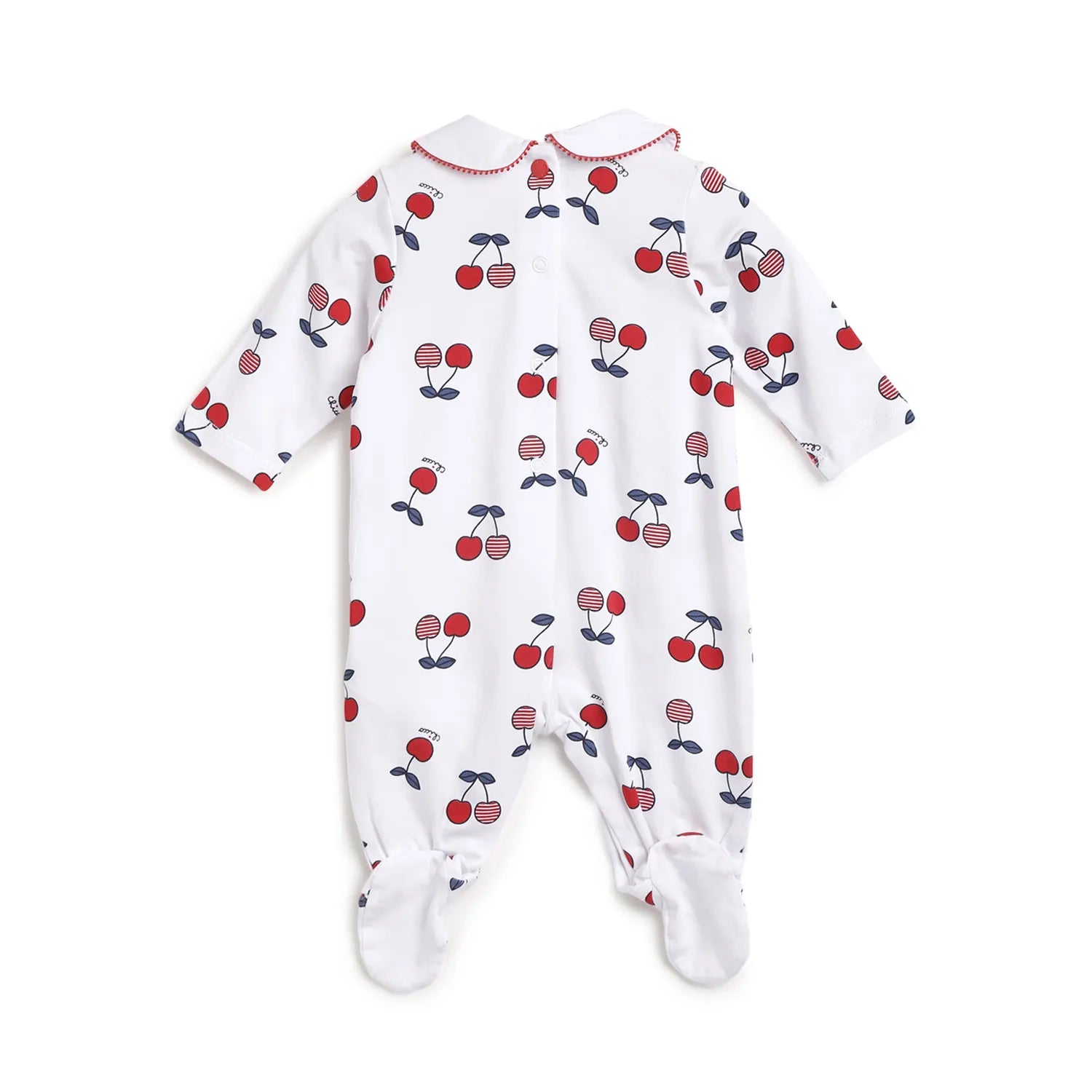 Girls Cherry Printed Leg Opening Babysuit