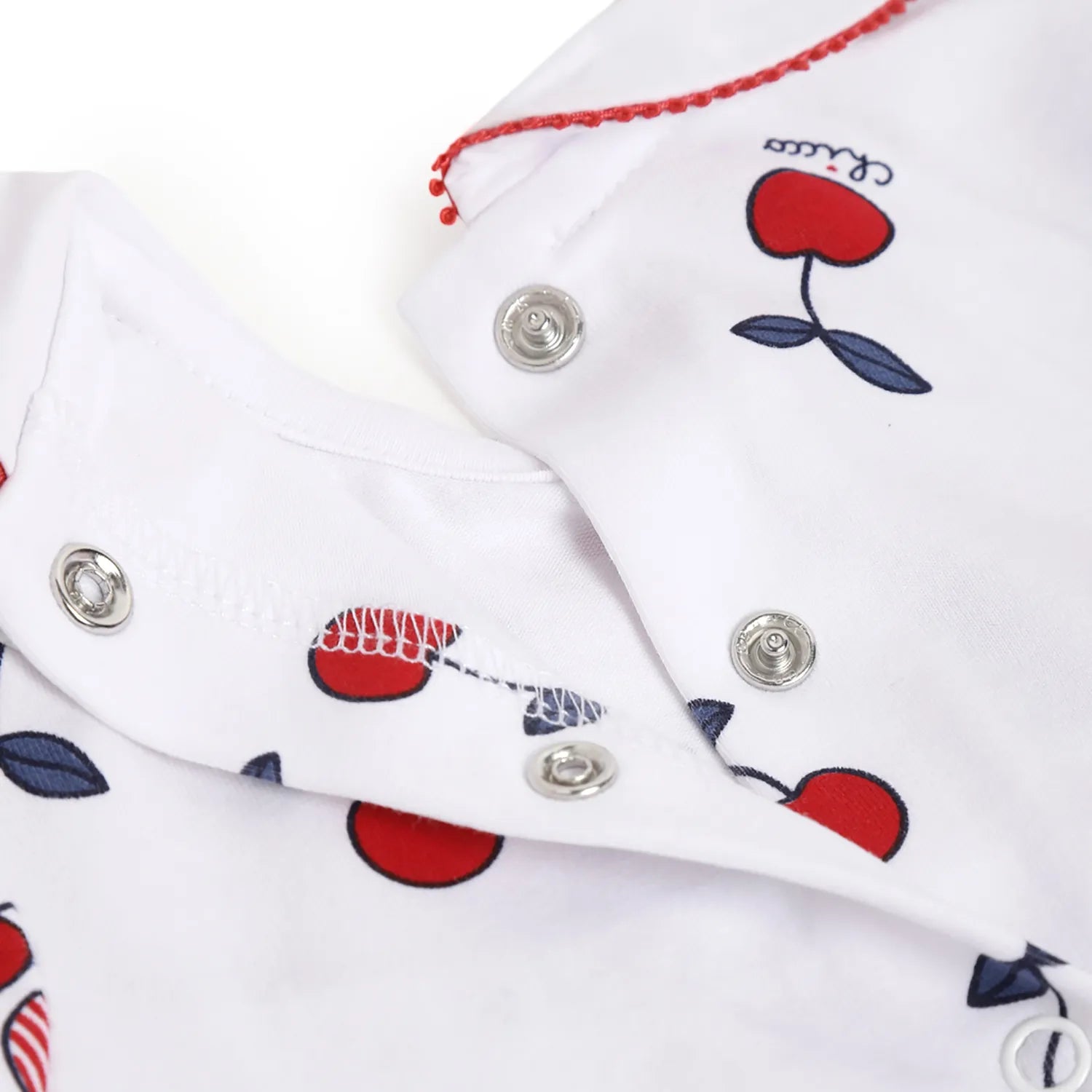 Girls Cherry Printed Leg Opening Babysuit