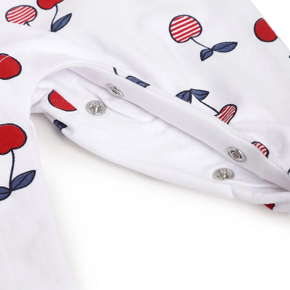 Girls Cherry Printed Leg Opening Babysuit