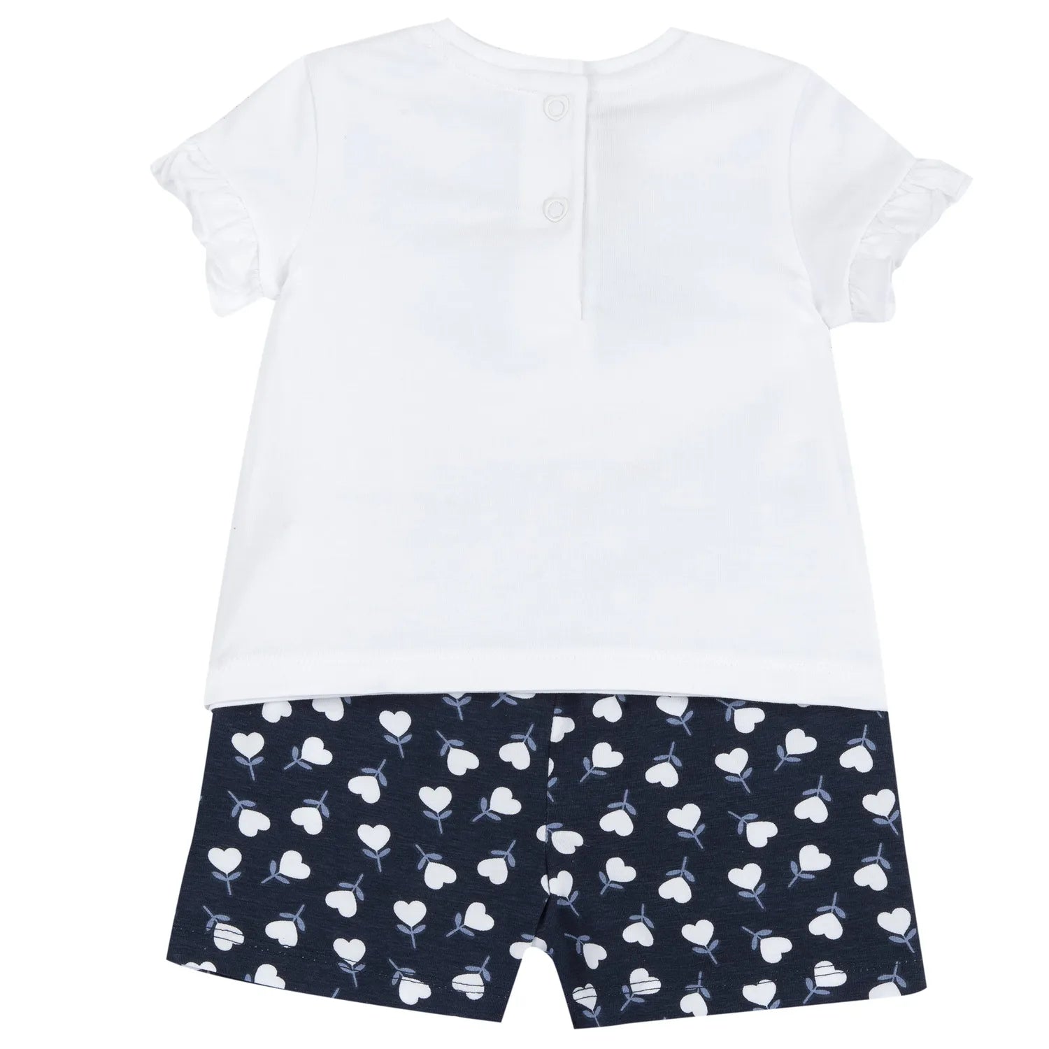 Girls Dark Blue Graphic Printed T-Shirt with Shorts