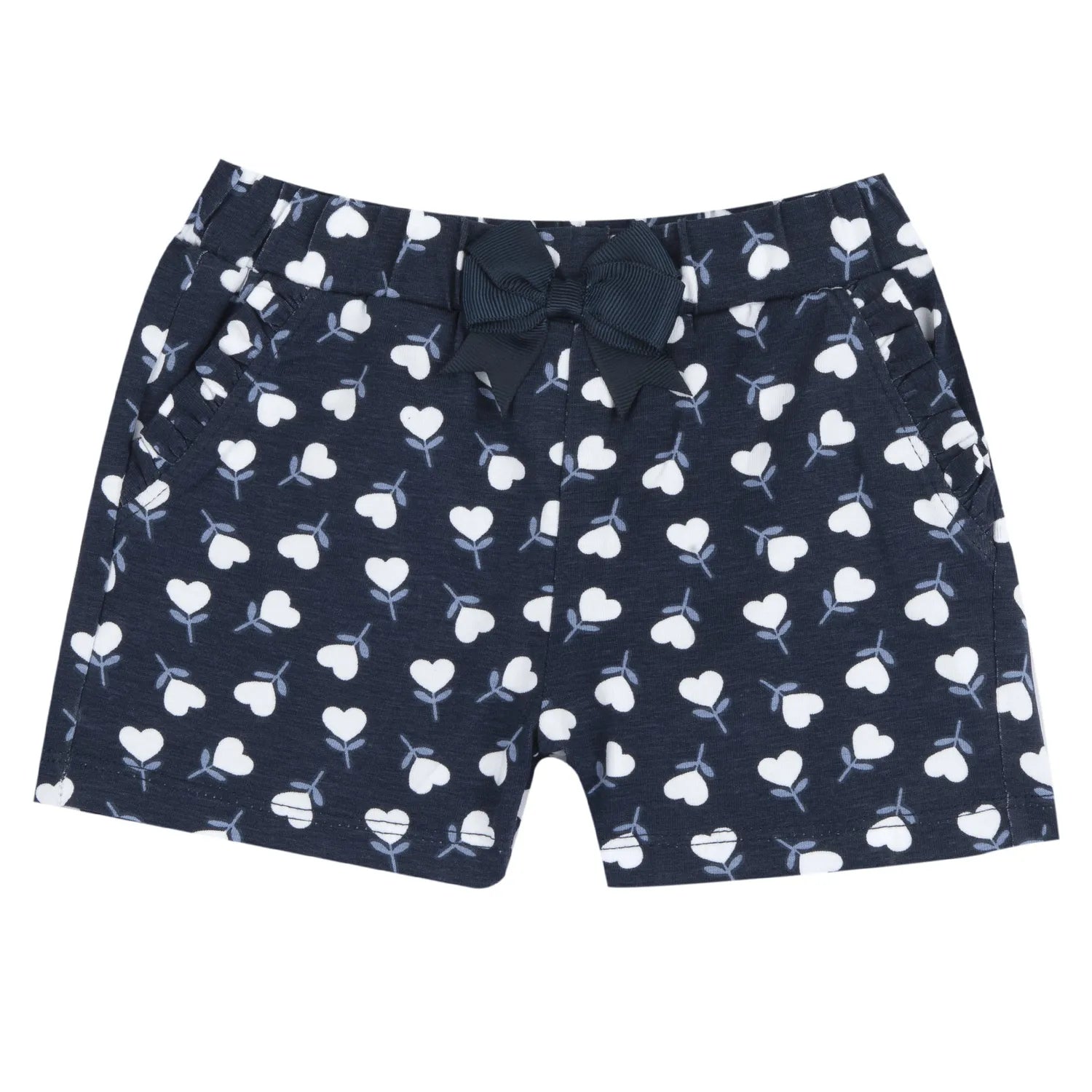 Girls Dark Blue Graphic Printed T-Shirt with Shorts