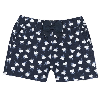 Girls Dark Blue Graphic Printed T-Shirt with Shorts