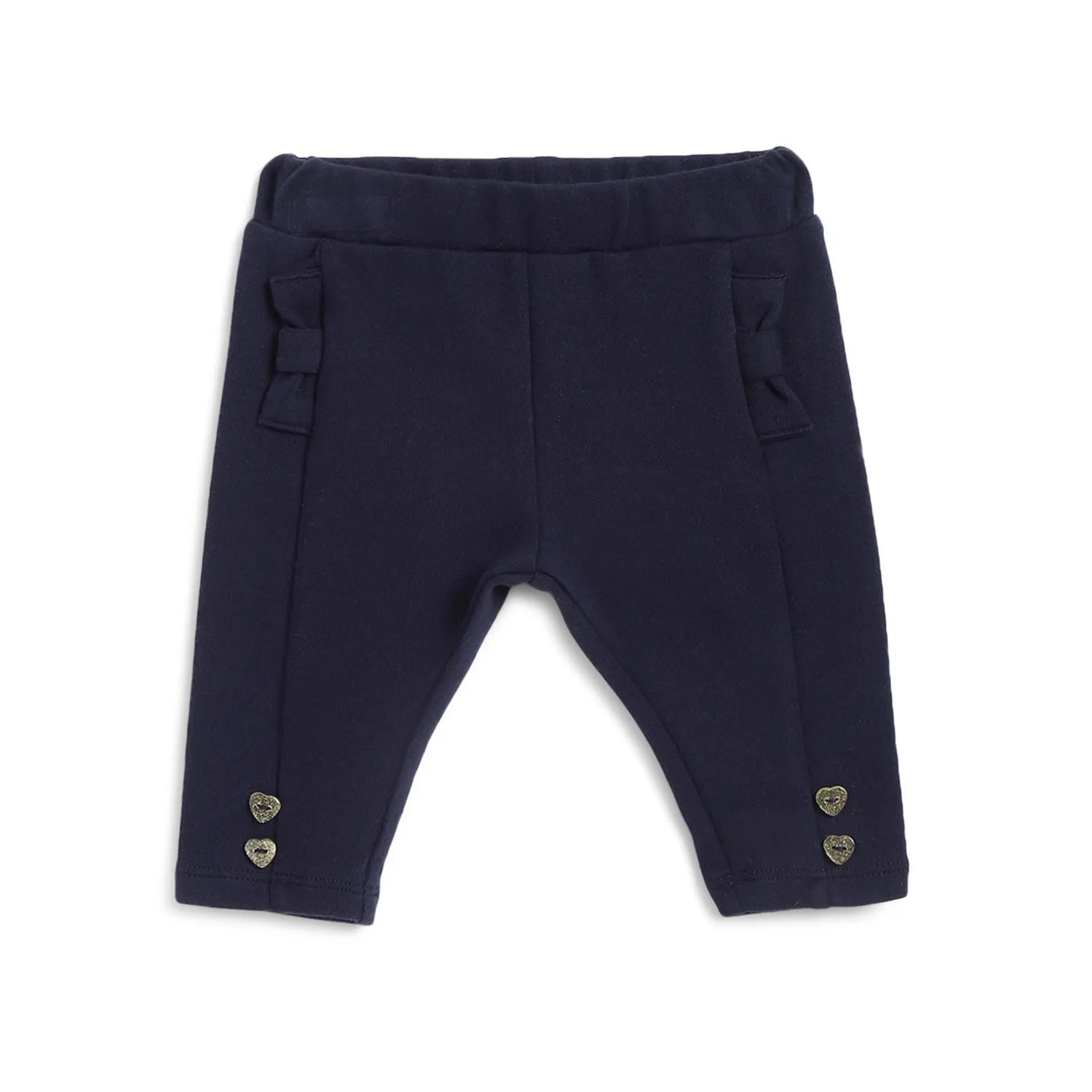 Girls Dark Blue Mid-Rise Relaxed Fit Trousers