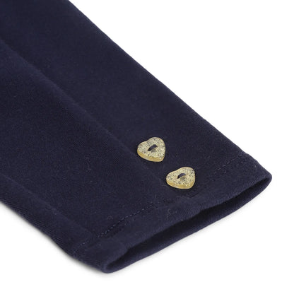 Girls Dark Blue Mid-Rise Relaxed Fit Trousers