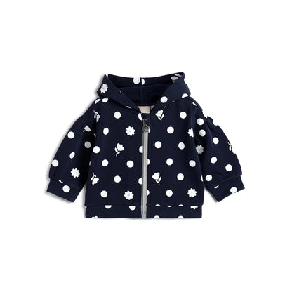Girls Dark Blue Printed Cardigan