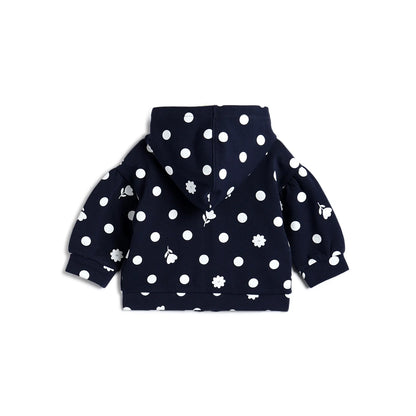 Girls Dark Blue Printed Cardigan