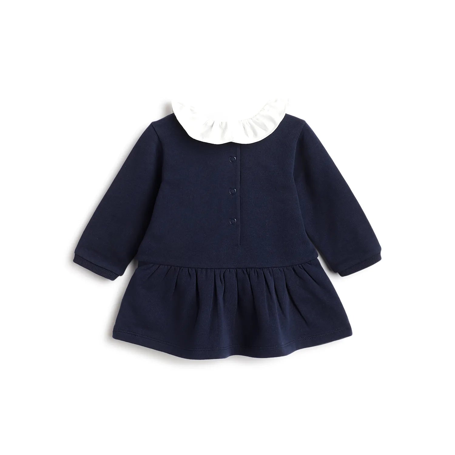 Girls Dark Blue Printed Dress