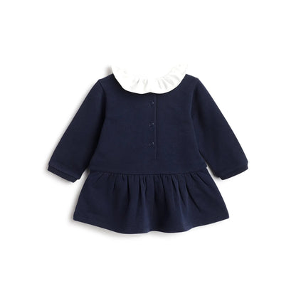 Girls Dark Blue Printed Dress