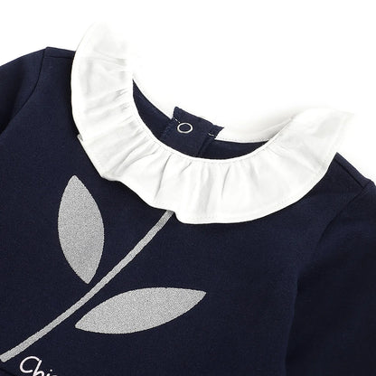 Girls Dark Blue Printed Dress