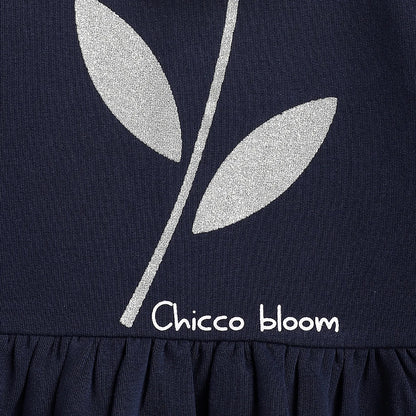 Girls Dark Blue Printed Dress