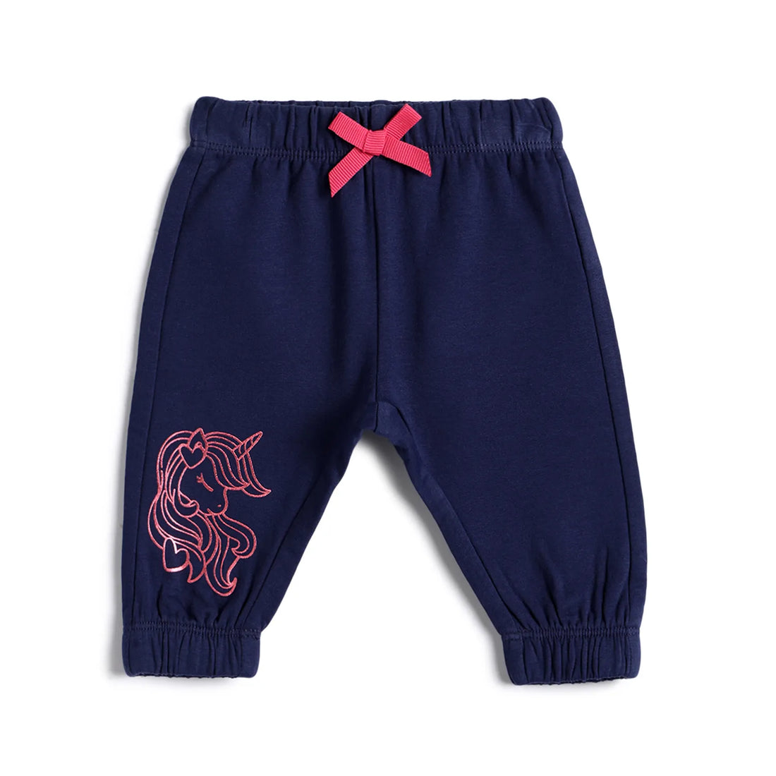 Girls Dark Blue Printed Joggers