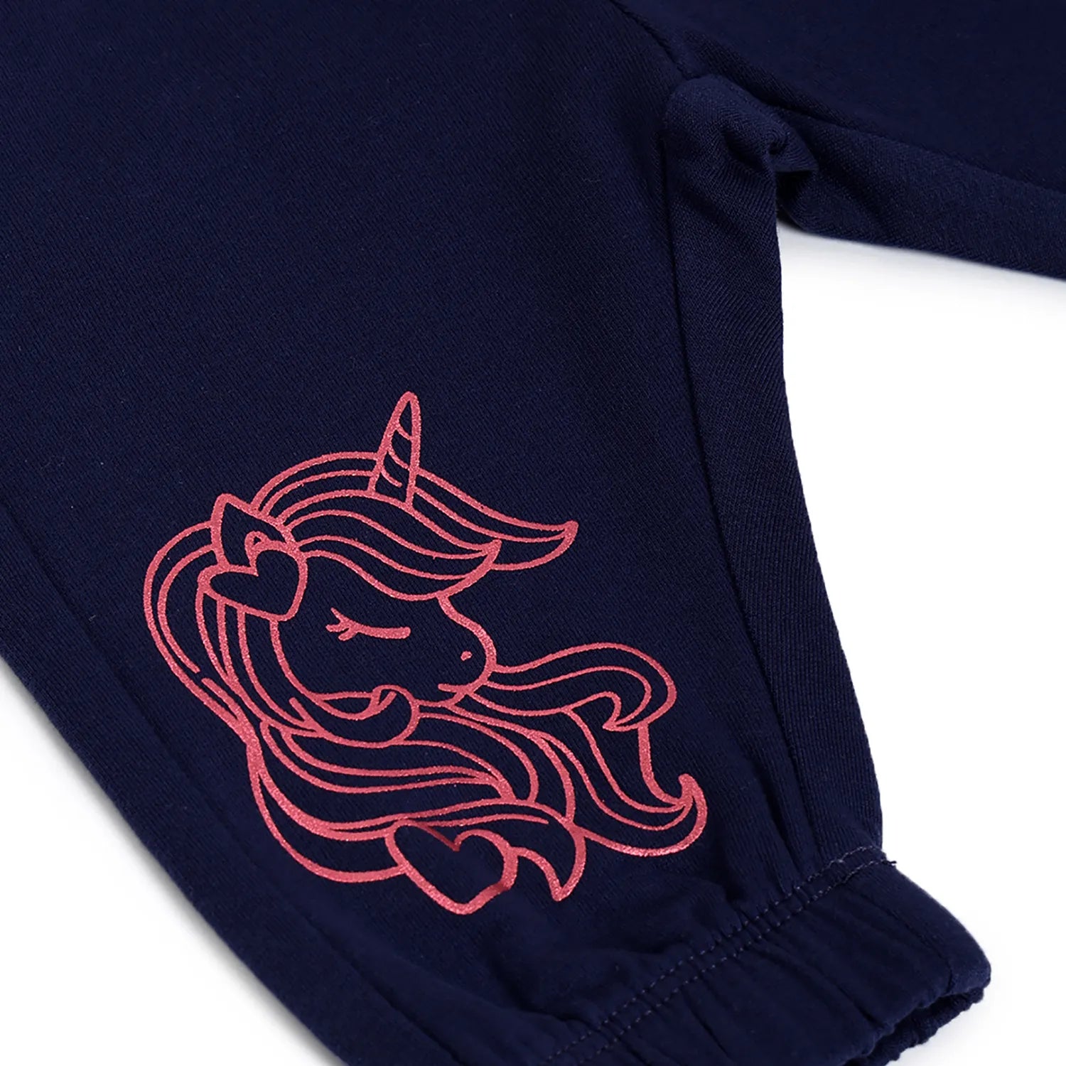 Girls Dark Blue Printed Joggers