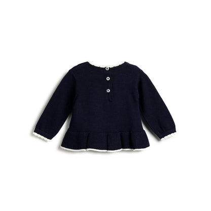 Girls Dark Blue Printed Pullover