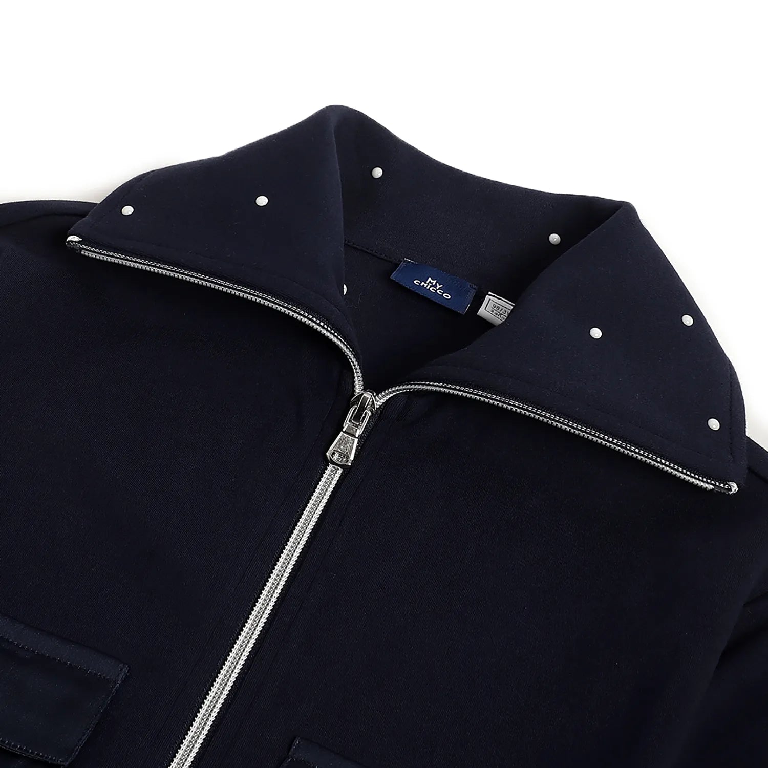 Girls Dark Blue Self Design Jacket