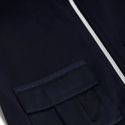 Girls Dark Blue Self Design Jacket