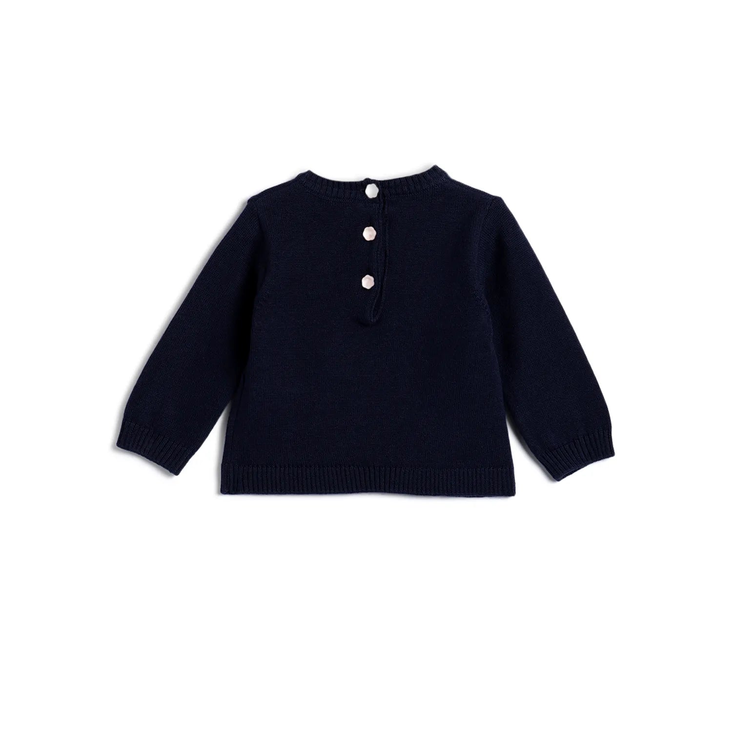 Girls Dark Blue Self Design Pullover