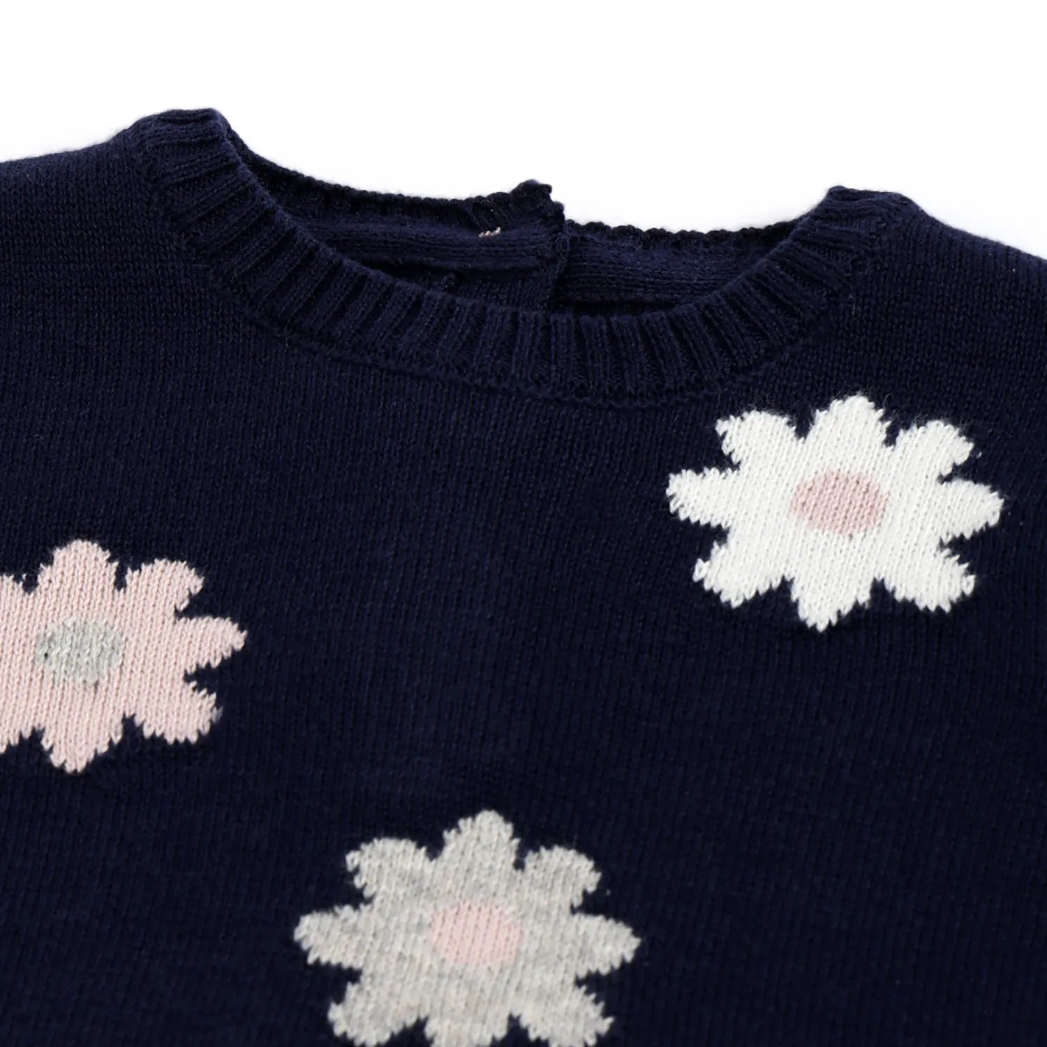 Girls Dark Blue Self Design Pullover