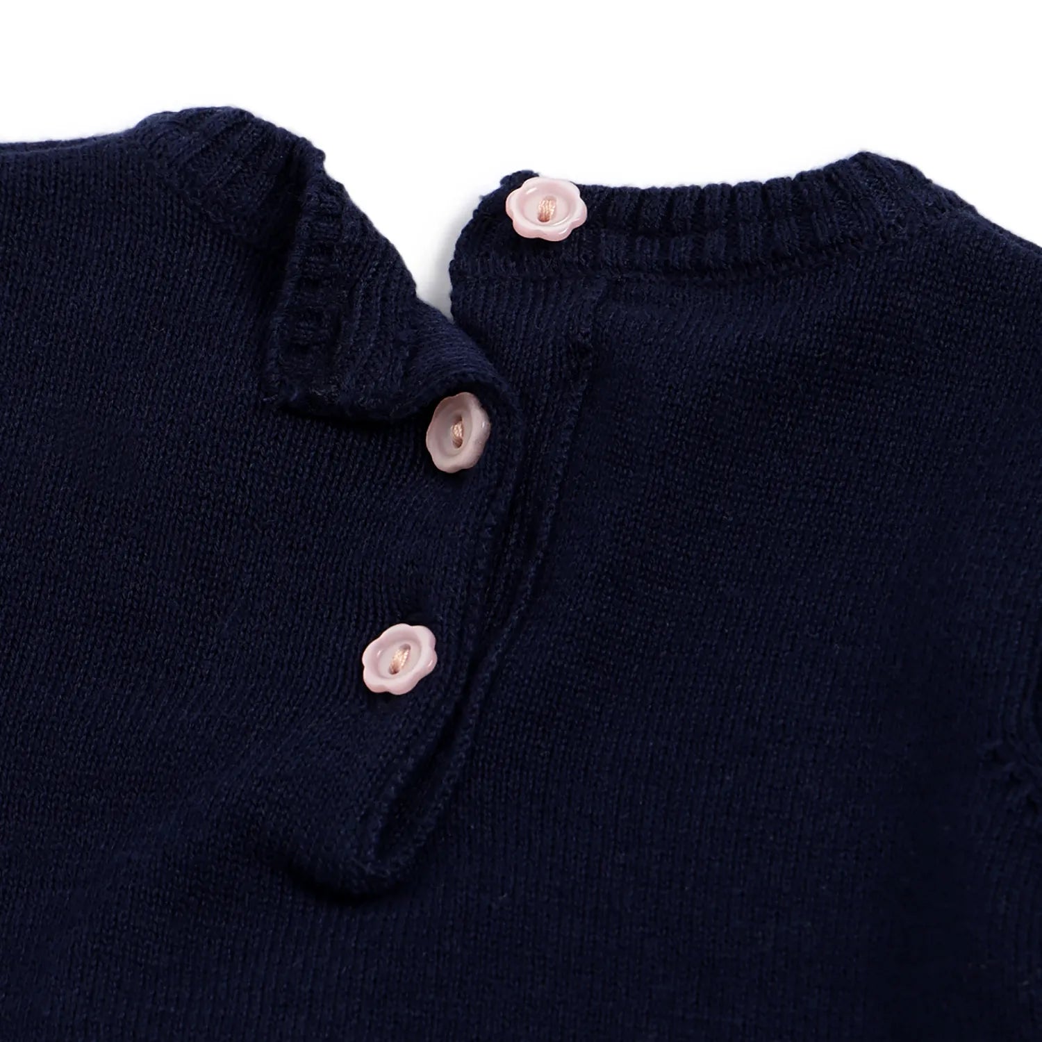 Girls Dark Blue Self Design Pullover