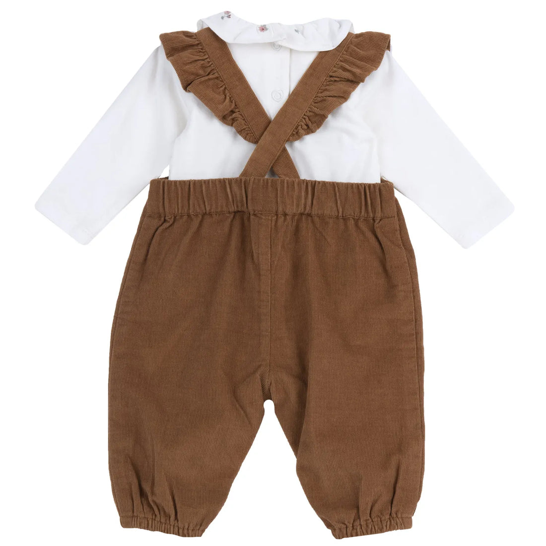 Girls Dark Natural Embroidered Top with Dungaree